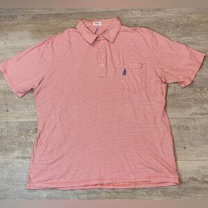 Johnnie-O Men’s Jack 100% Cotton Orange/White Striped Short Sleeve Polo XL